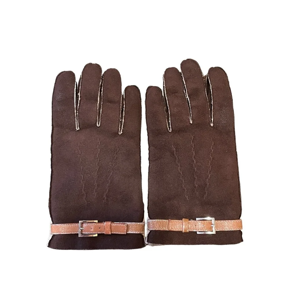 Woman's glove bundle, Talbots, chocolate brown and tan,‎ size medium/large